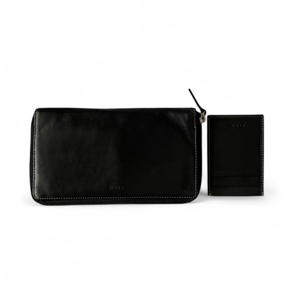 Vintage Lodis Black Leather Zip Around Wallet Organizer Removable Card Holder - Picture 1 of 5